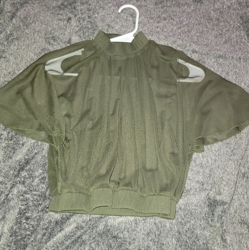 Zara Dark Green High Neck Blouse